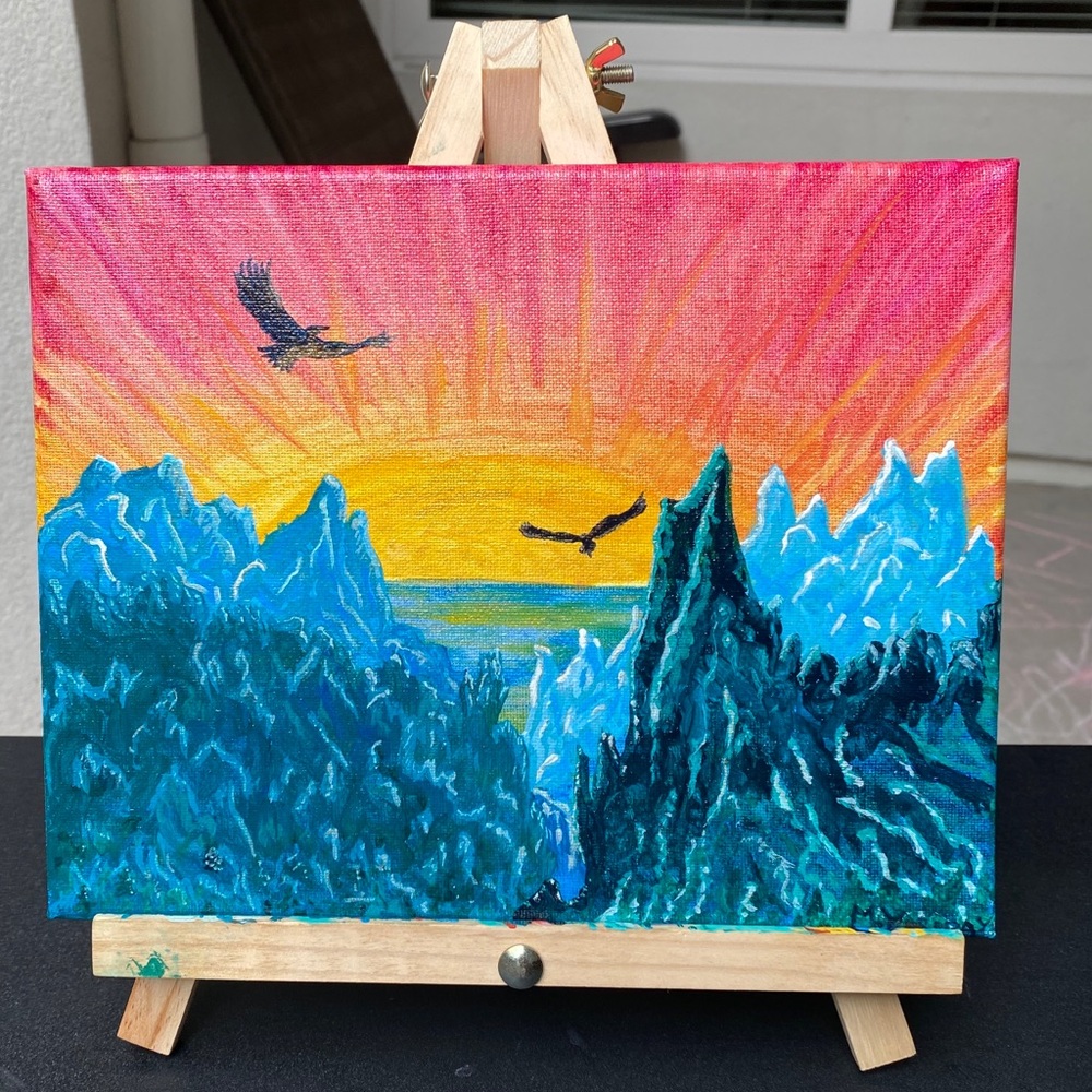 Canvas Art Paint Sunrise sun ocean rocks Wall arts - Picture 3 of 12